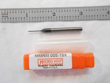 NEW MICRO 100 USA .80MM CUT DIA. X 50MM OAL X .10MM C.R. 2FL CC CARBIDE ENDMILL