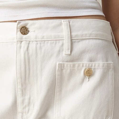 J Crew White Sailor Mid Rise Relaxed Demi Boot Jeans Damen Größe 27 Goldknöpfe - Bild 4 von 17