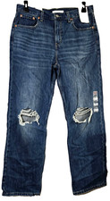 LEVI'S Jeans Women's Low Pro Straight Distressed Size 31 Mid Rise NWT