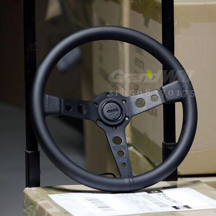 MOMO prototipo P5 Black Edition 350mm 14' Genuine Leather