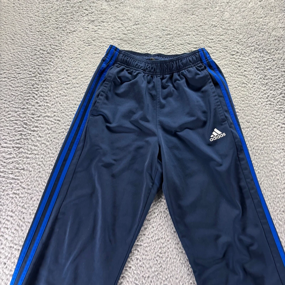 Pantalón de chándal Adidas para hombre pequeño azul marino poliéster elástico delgado suelto tres rayas Foto 2 de 4