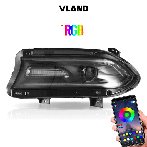 2Pcs LED Projector Headlights For 2015-2021 Dodge Charger RGB Color Change Lamps - Picture 2 of 13