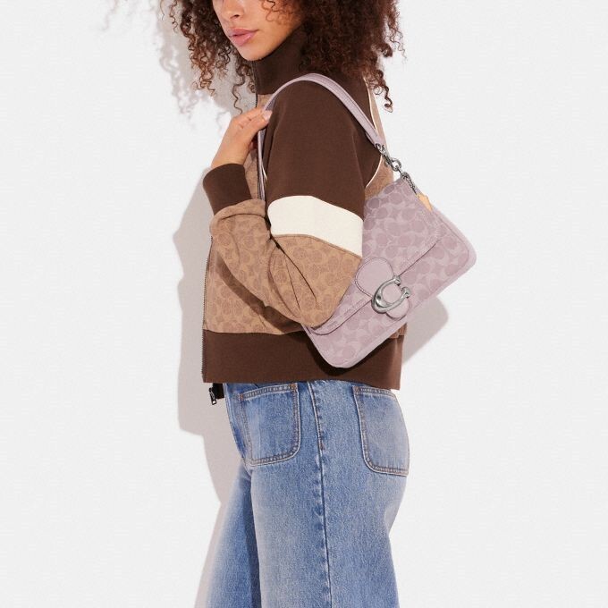 COACH Soft Tabby Shoulder Bag in Signature Denim Pink Purple