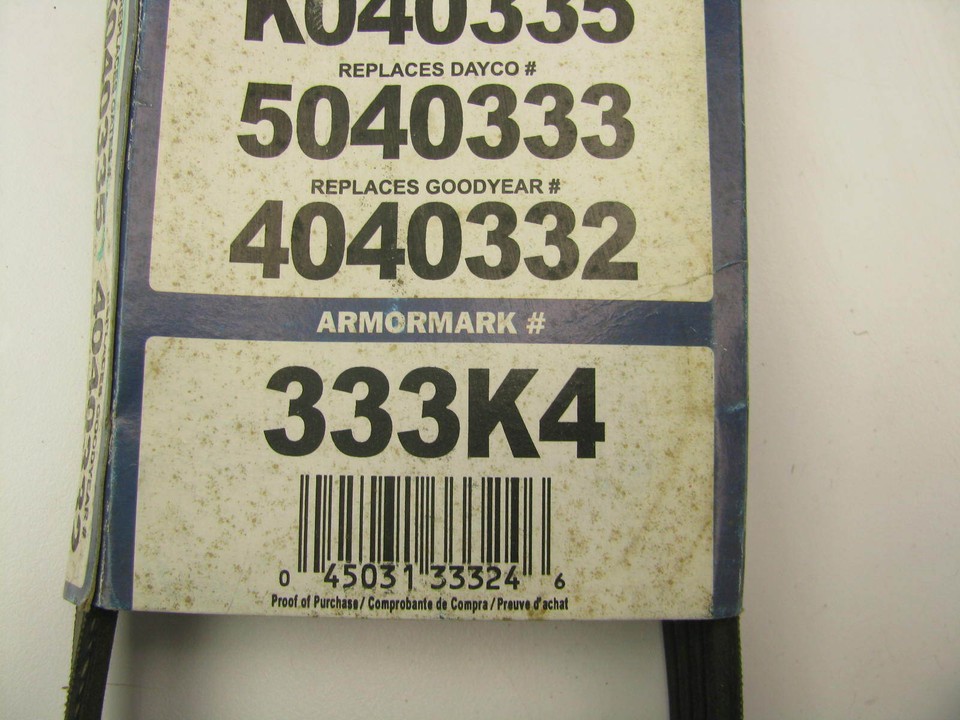 Armormark 333K4 Serpentine Belt 0.56" X 34.00 4 Ribs eBay