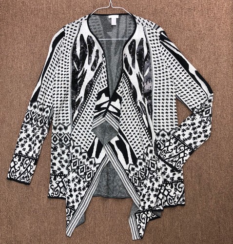 Chicos L waterfall cardigan linen blend 
