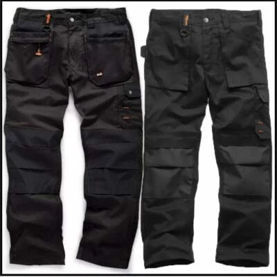 Scruffs Mens Work Trousers: Durable Reinforced Knee/Crotch - Pockets| Navy/Black