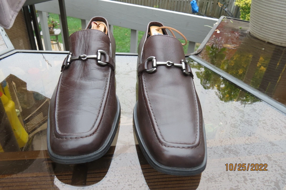 KENNETH COLE REACTION NY Mens Dark Brown Leather Horse Bit Loafers