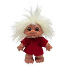 Thomas Dam 7” Troll Figure Doll White Hair Red Shirt Vintage 1988