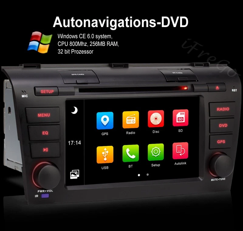 7 zoll HD GPS NAVI DVD Autoradio Bluetooth USB FM RDS SD für Mazda 3 (2004-2009) - Bild 2 von 4