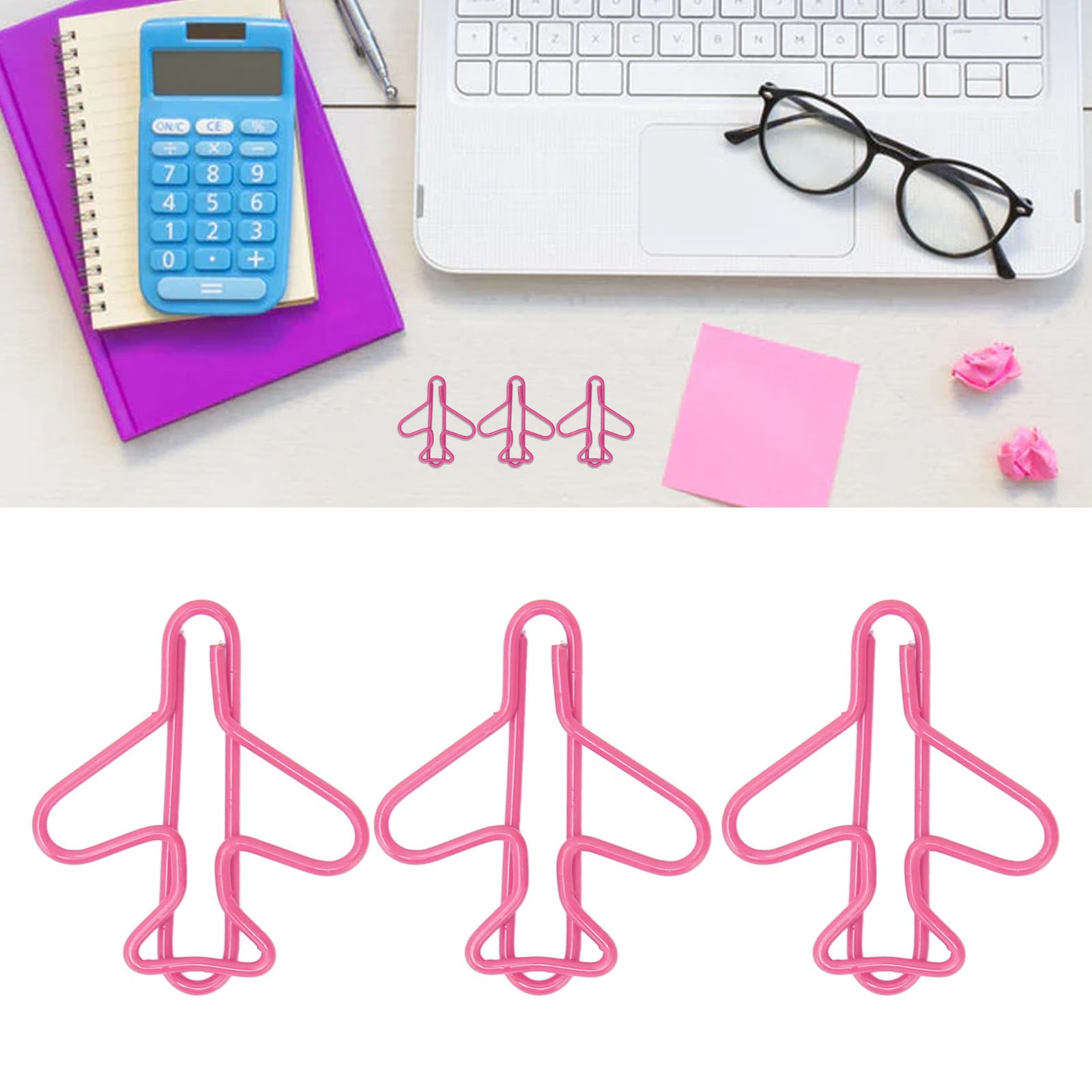 100pcs Airplane Shaped Paper Clips Rust Prevention Plating Process Cute Paper Cl