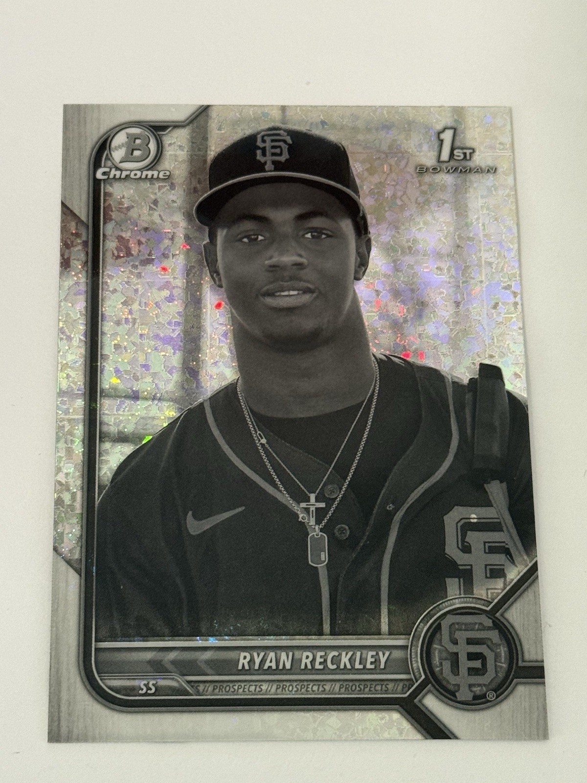 2022 Bowman Chrome Ryan Reckley RC Black and White Mini Diamond BCP-163 Giants