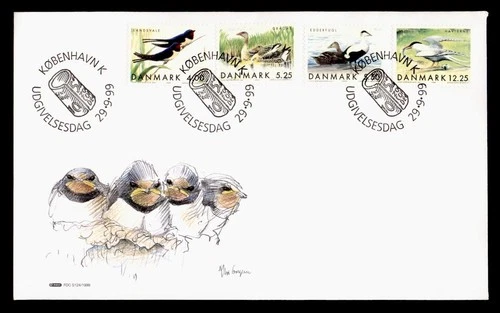 DR WHO 1999 DENMARK FDC BIRD COMBO 12.25 R38881