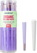 Purple Pre Rolled Cones Organic Rolling Papers with Tips - Slow Burn, Sturdy 