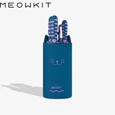 Meowkit 5PCS Cute Kitchen Knife Block Set w/ Cat Paw Handle Sharp Chef Knife Set