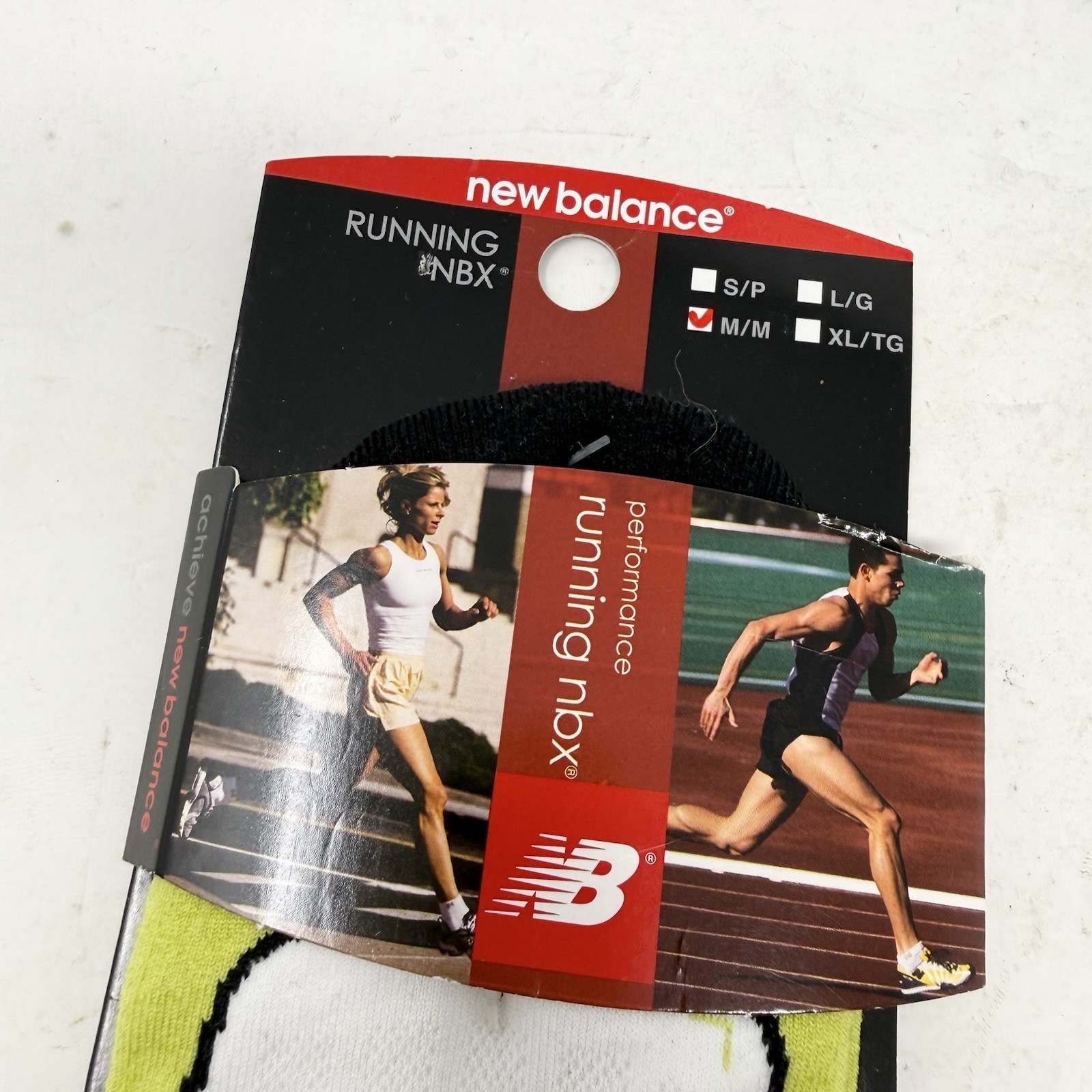 VTG New Balance Running Socks Green Black Logo Sz M 1 Pair Ankle Lycra thumbnail 7