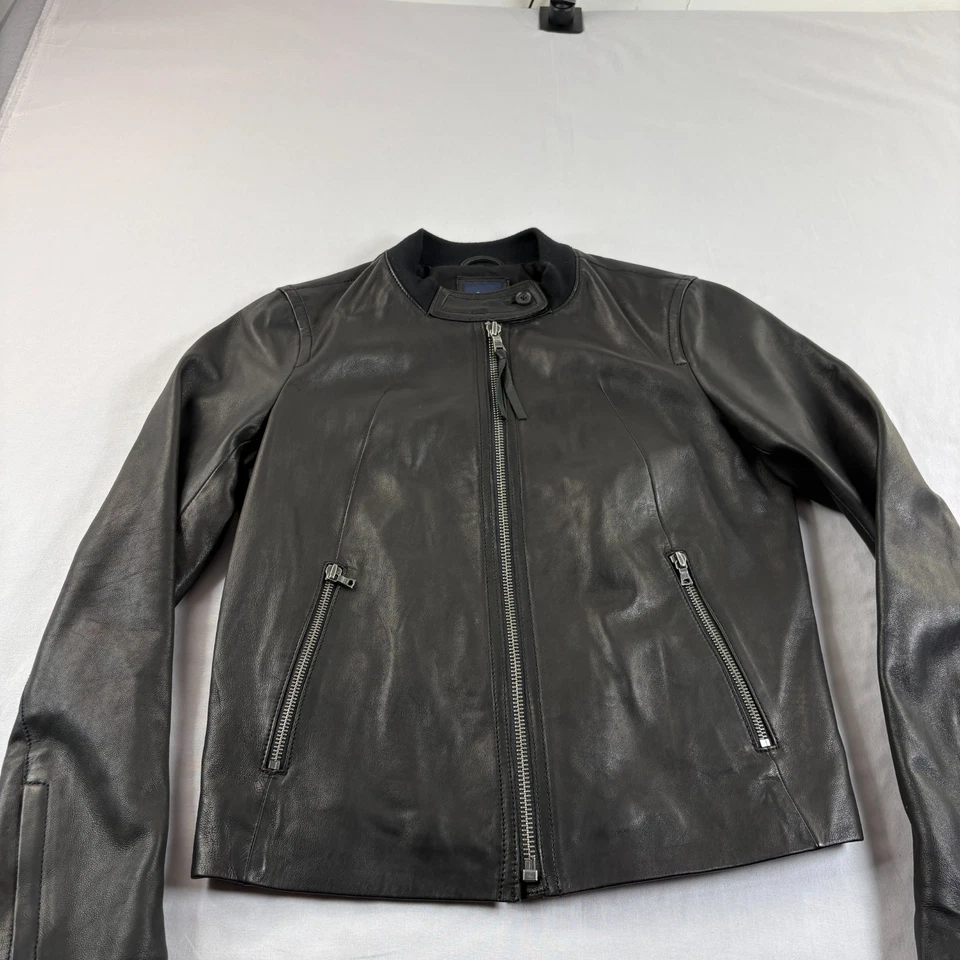 Chaqueta de cuero Gap para mujer mediana negra cremallera completa abrigo motociclista Foto 2 de 4