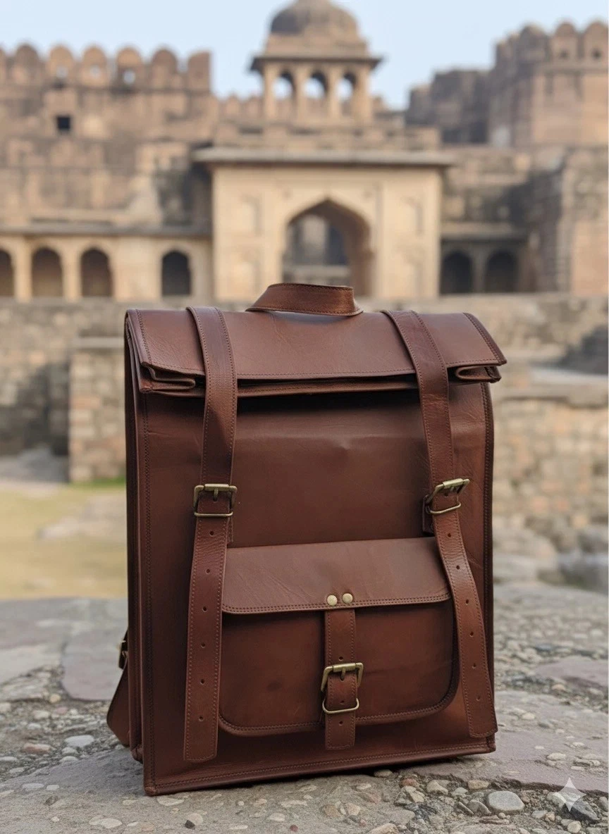 Backpack Laptop Rucksack Goat Leather Bag Men Vintage Brown Genuine S Travel New