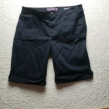 Gloria Vanderbilt Bermuda Shorts Womens 14 Black Twill Cuffed Casual Summer