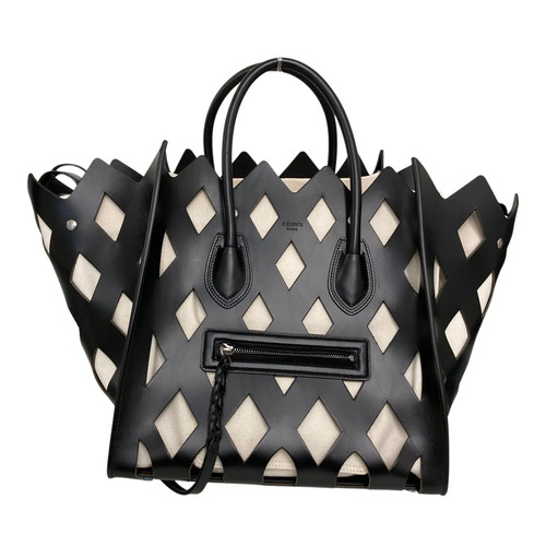 Celine Phoebe Philo Leather Cutout Phantom Luggage Tote Bag Black