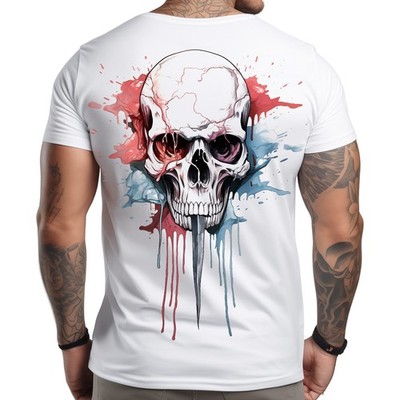 Stuff-Box Herren Rundhals Kurzarm T-Shirt weiß Skull Colors STB-1129 Print Shirt