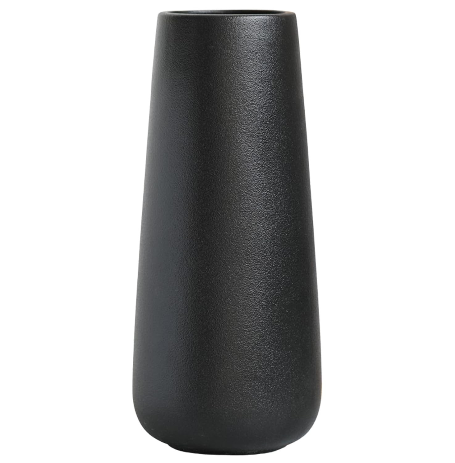 Vase conique noir de 28 cm en céramique pour stabiliser les grandes pampas