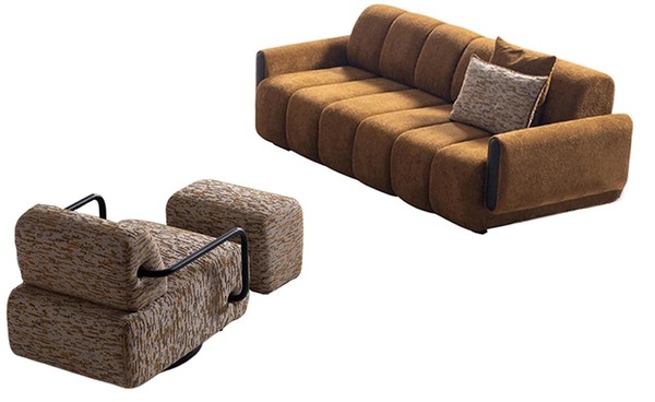 Mehfarbige Wohnzimmer Sofagarnitur Stilvoller 3-Sitzer Sessel Pouf-image