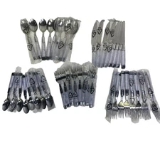 Stainless Steel Clear Lucite Handled Flatware 5-PC Setting-40-PC Service for 8