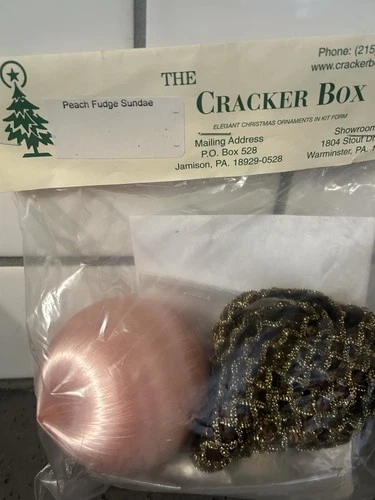 The Cracker Box Peach Fudge Sundae Pink Christmas Ornament Kit New Vintage