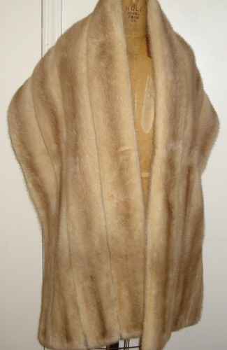 Stunning Pastel Mink Fur Wrap Stole Jacket Size XXL 82"L X 15"W FREE SHIPPING - Picture 3 of 7