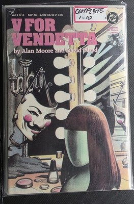 V FOR VENDETTA #1-10 (DC 1988)---COMPLETE 10 BOOK SET.  Alan Moore. 