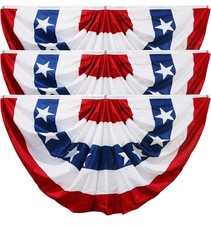 3 Pck American Flag Bunting for Outside,1.5x3 FT Patriotic Bunting- New Open box