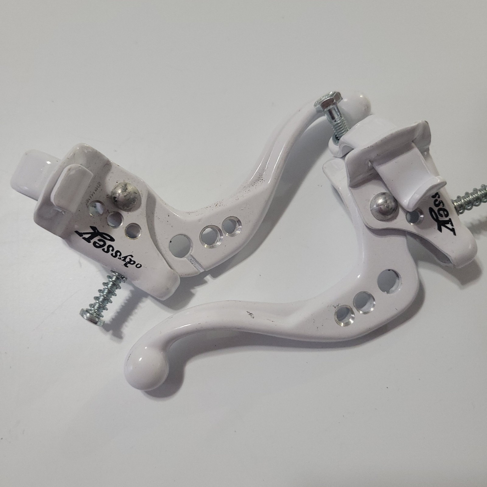 old school NOS white Odyssey RX2 RX-2 brake levers bmx freestyle bike