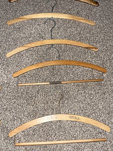 Vintage Wooden Clothes Hangers Coat Hanger Job Lot BTC Hotels Trust House Forte - Picture 5 of 9