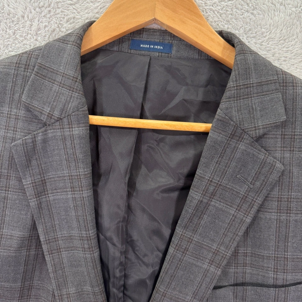 NEW Stafford Mens 46L Gray Plaid Classic Fit Year Round Sport Coat Blazer Casual - Image 2 of 4