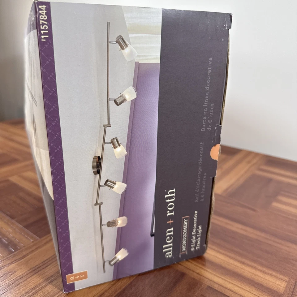 Allen + roth 5,8 футов x 9 дюймов x 5,1 дюйма 6-светлая матовая стальная гусеничная планка Montgomery - Изображение 4 из 4