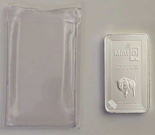 MINT DIRECT 5 OUNCE BUFFALO SILVER BAR .999 FINE SILVER NFC SCAN AUTHENTICATION