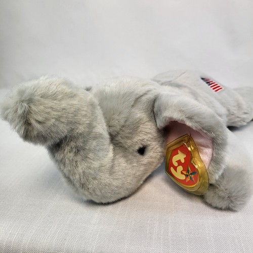 Ty Beanie Buddy " Righty " Nuovo Con Etichette Elezione Elefante 2000 Da Collezione UK - Foto 10 di 12