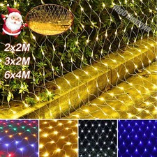 LED Lichternetz Außen 2x2m 6x4m Weihnachten Lichtervorhang Lichterkette Xmas New