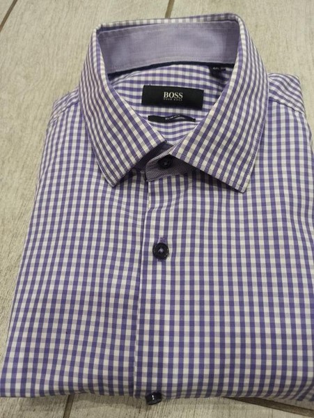 Men Hugo Boss Shirt Purple Cotton 38 / M / 46