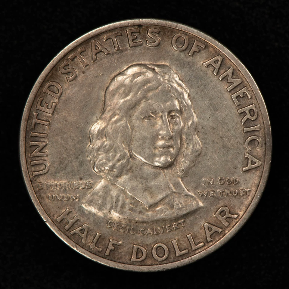 1934 50c Maryland Tercentenary Commemorative Silver Half Dollar - SKU-C1268 - Image 3 of 4