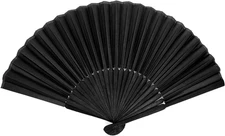 Black Folding Hand Classic Style Fan Fabric Bamboo Ribs Hand Held Chinese/Spanis