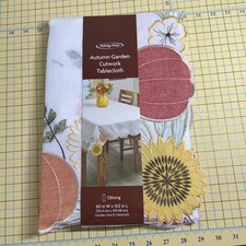 NWT Autumn Garden Cut Work Tablecloth - 60" x 102" Multicolor -NWoT Runner 62  L