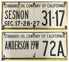 Vintage Porcelain Oil Field Signs (2) - Standard Oil of Calif Sesnon & Anderson