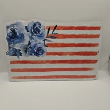 Open Road Brand Floral American Flag Aluminum Wall Art Decor
