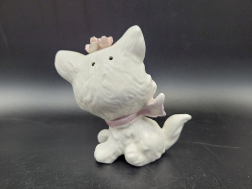 Vintage Enterprise exklusive weiße Katze Katze mit rosa Blumen Einzel Shaker LESEN - Bild 5 von 11