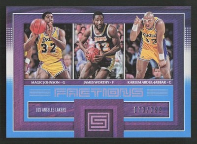 2017-18 Panini Status Abdul-Jabbar Worthy Magic Johnson Factions Blue #/199