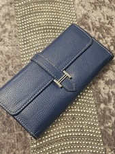 Ladies Stylish Blue Hermes Long Purse/wallet Excellent Condition