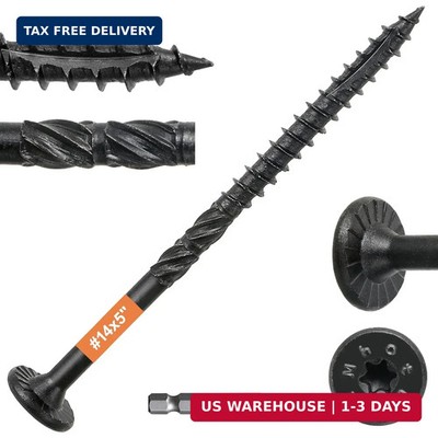 #14 x 5 Wood Structural Lag Screws 108Pcs Star Drive Decking Screws, Rust Resist