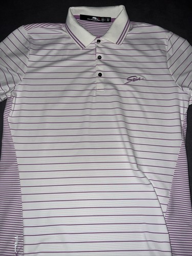 EUC Womens RLX Ralph Lauren SS logo Golf Shirt, White/Purple, Size Small - 第 3/10 張圖片