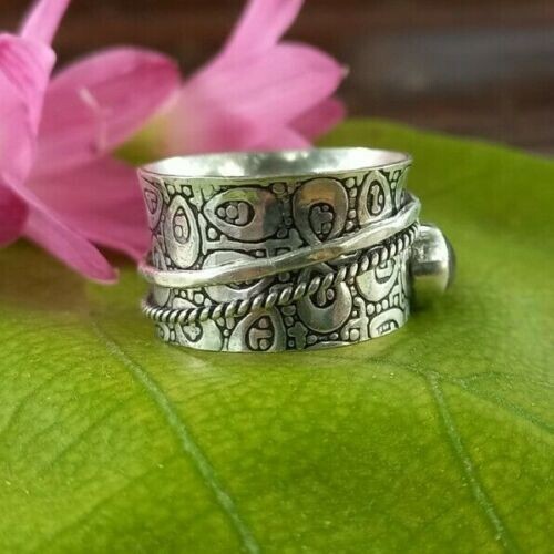 Amatista Violeta Anillo 925 Plata de Ley Giratorio Dedo Gordo Graduación Regalo - Imagen 4 de 10